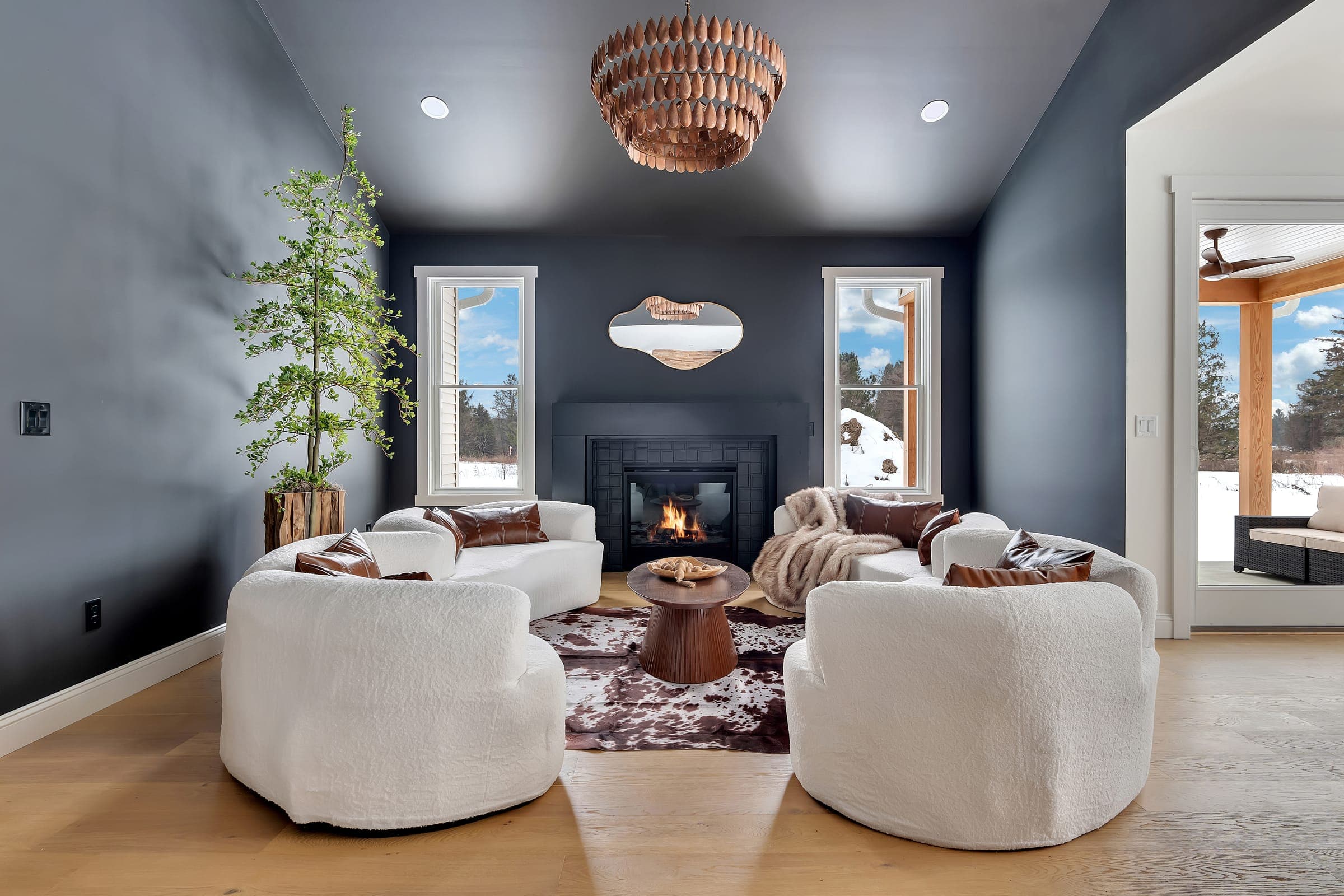 A styled, furnished room in the Schuurman II home in Castleton-On-Hudson, New York
